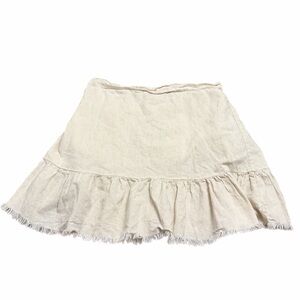 Cotton On Tiered Cotton Mini Skirt Fringe Hem (Cream/Linen) Size XL